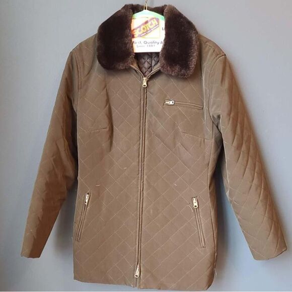Jenne Maag Brown Quilted Jacket with Faux Fur Collar - Picture 1 of 3